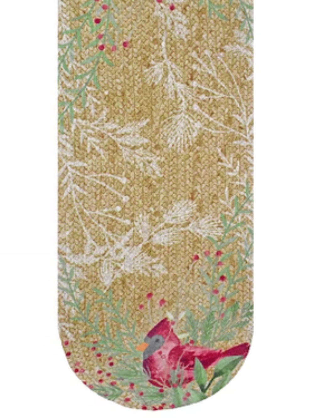 Table Runner Red & Natural Cardinal Braided Jute Christmas 13" x 36" Oval NEW